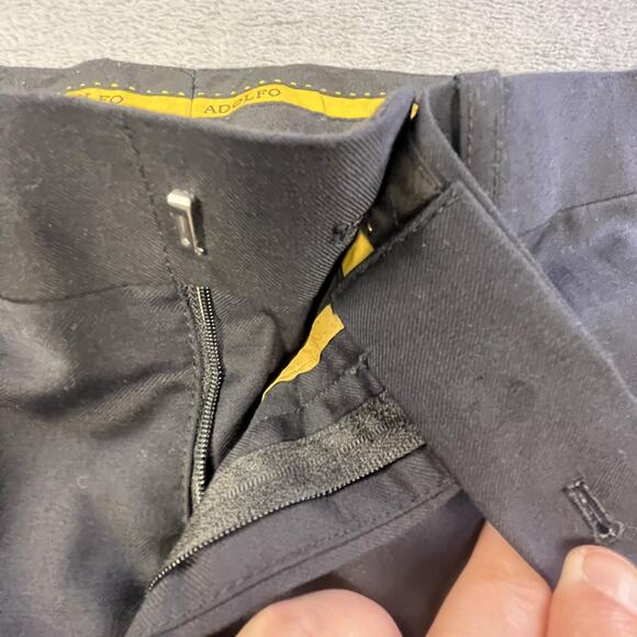 Adolfo Pants Mens 38x32 Black Wool Cashmere Super 140s Dress Slacks Flat Front - Picture 8 of 14